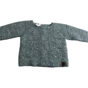 Tocoto Vintage Girls Green Blue Heathered Wool Blend Sweater size 12 Months